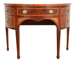 Baker Furniture Federal Inlaid Mahogany Demilune Sideboard Credenza