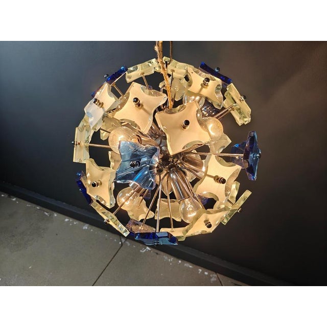 1970s Vintage Hammered Glass Sputnik Chandelier, 1970s For Sale - Image 5 of 13