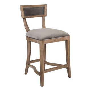 Carvell Counter Stool - Gray Velvet / Weathered Oak Frame For Sale