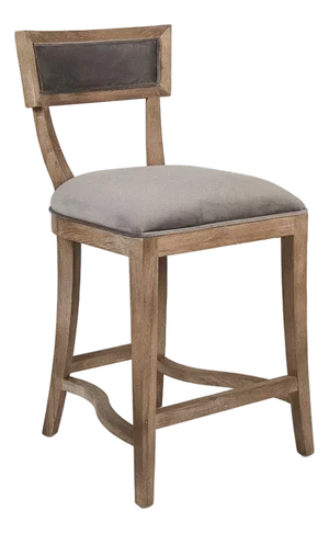 Carvell Counter Stool - Gray Velvet / Weathered Oak Frame