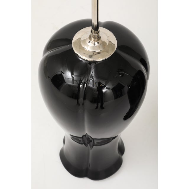 A Pair of Black Ceramic & Nickel Table Lamps For Sale - Image 14 of 14
