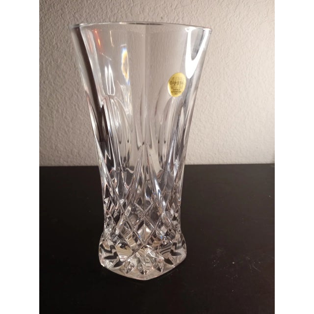 1980s Capri Crystal Italy Clear Crystal Vase For Sale - Image 5 of 10