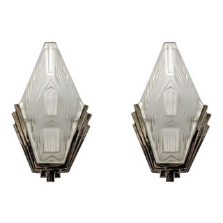 French Art Deco Wall Sconces Signed by Hanots - a Pair For Sale