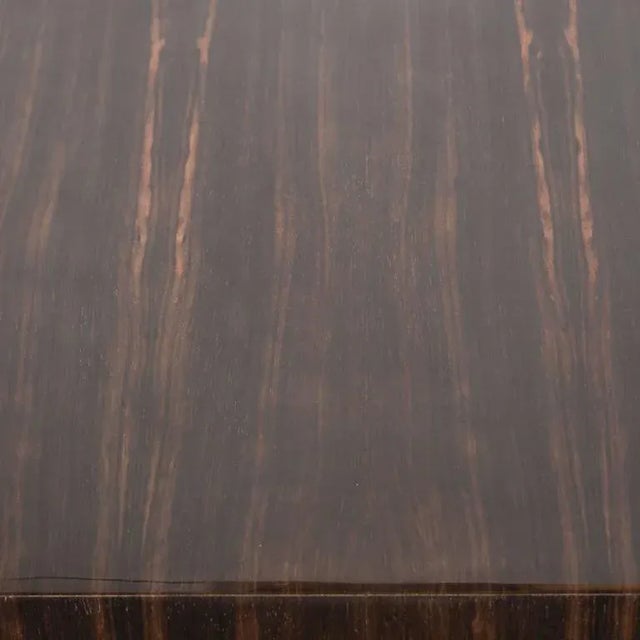 Modernist Macassar Nightstands / End Tables with Bronze Paneled Drawers - a Pair For Sale - Image 9 of 10