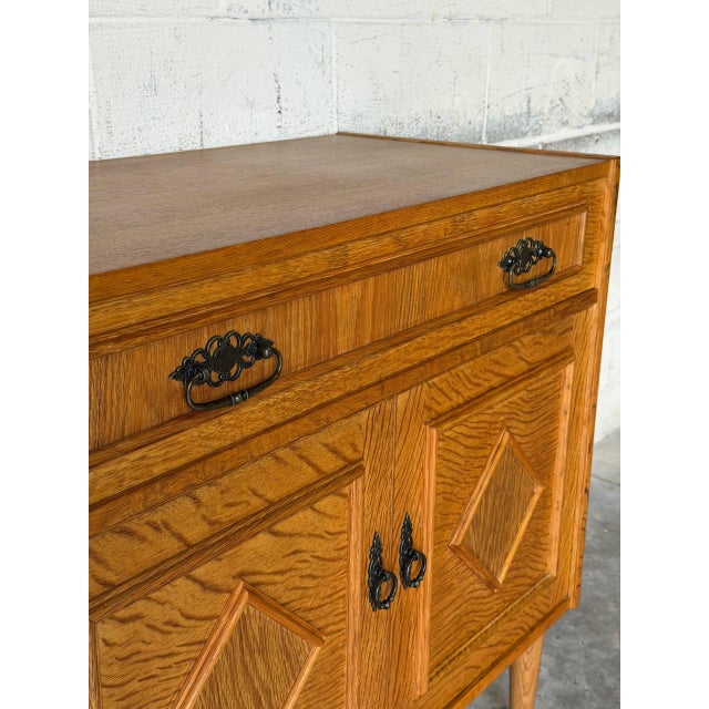 Brown Oak Storage Cabinet With Doors Swedish Mid-Century Modern 1960s For Sale - Image 8 of 12