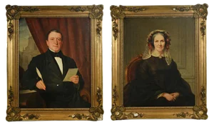Charles-Gustave Housez, Portraits, 19th-Century, Oil on Canvas, Framed, Set of 2