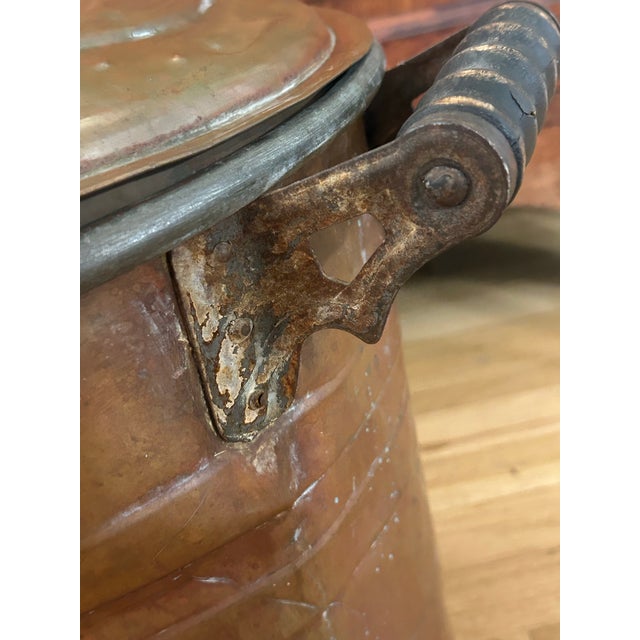 Antique Early 1900’s Large Copper Laundry Wash Boiler With Lid & Wood Handles For Sale - Image 9 of 12