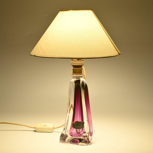 Mid-Century Purple Glass Table Lamp from Val Saint Lambert, 1950s For Sale - Image 6 of 14