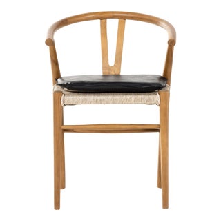 Four Hands Muestra Dining Chair W/ Cushion - Pebble Black, Natural Teak For Sale