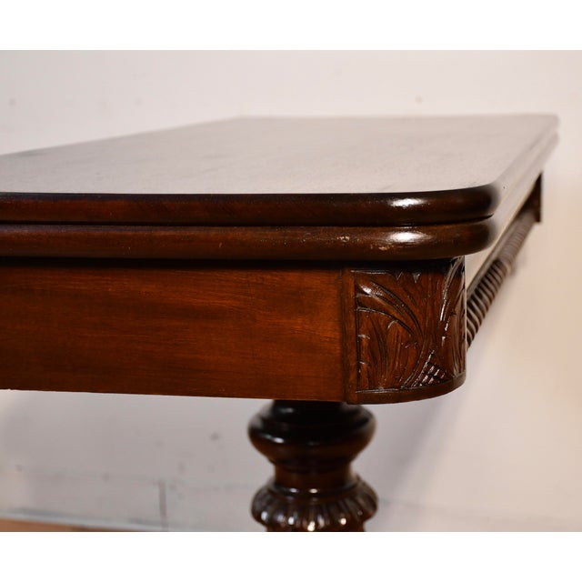 1910s Antique American Empire Solid Mahogany Flip-Top Game Table / Console Table For Sale - Image 10 of 18