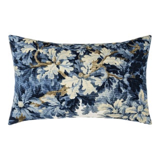 Scalamandre 22" x 14" Bois De Chene Lumbar Pillow in Ultramarine For Sale