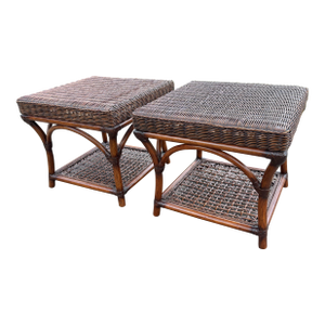 20th Century Bamboo and Wicker End Tables - A Pair