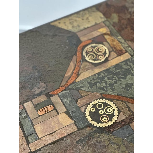 Vintage Side Tables with Sculptural Mosaic Slate Tops by E. Kneip, Set of 2 For Sale - Image 3 of 15