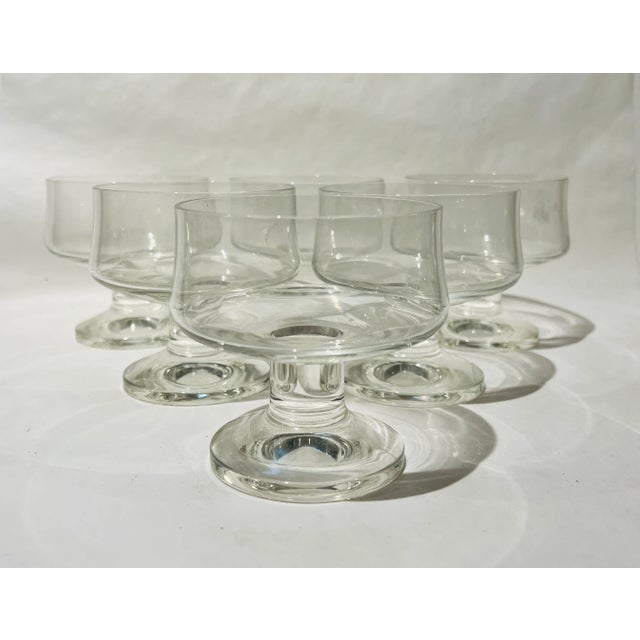 Glass 1960s Mid Century Modern Coupe Glassware Barware Set of 6 For Sale - Image 7 of 7