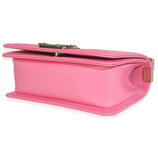 Animal Skin Pink Lambskin Lizard Small Boy Bag For Sale - Image 7 of 8