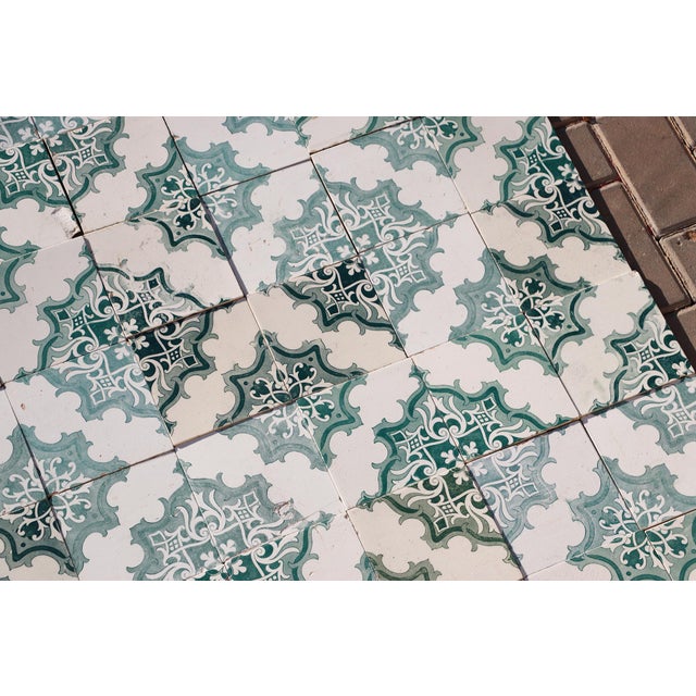 Antique 1920s Set of 78 Antique Large Art Deco Geometric Floral Tiles Portuguese For Sale - Image 15 of 18