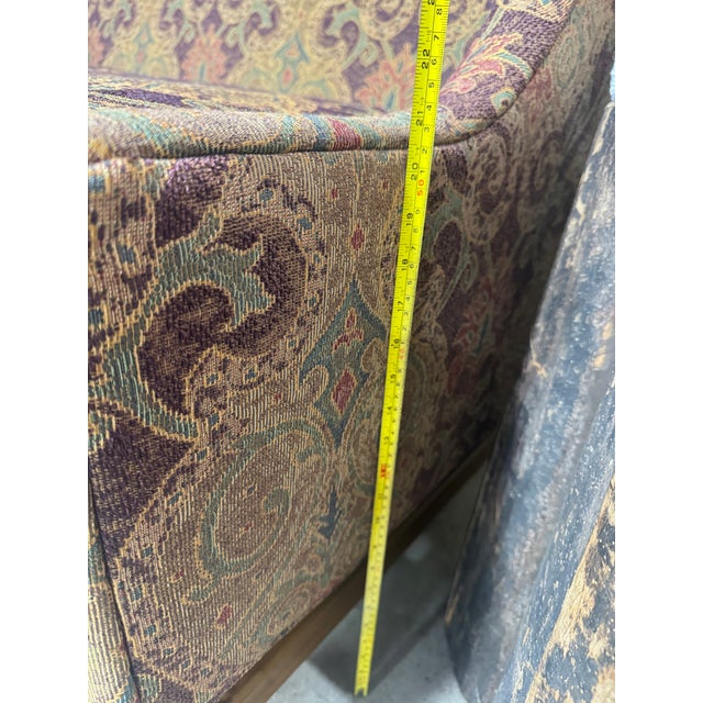 Vintage Ethan Allen Paisley Settee For Sale - Image 9 of 12