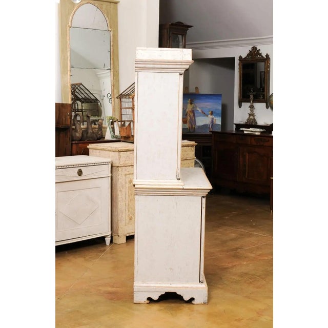 Swedish Baroque Period 1760 Painted Two-Part Cabinet with Four Doors For Sale - Image 9 of 13