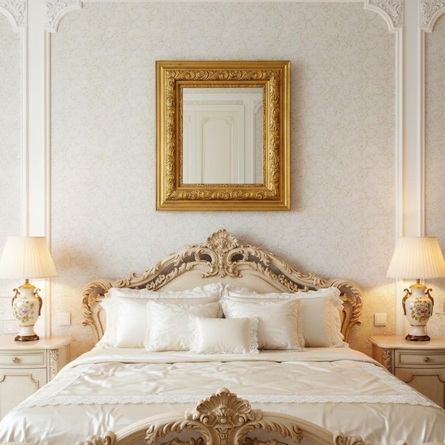 Antique Gilded Gold Mirror-Ornate Victorian Frame-Wall-Vintage-Carved-French For Sale - Image 4 of 11