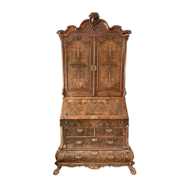Late 20th Century Baroque Style Drop Front Secretary Desk For Sale - Image 5 of 9