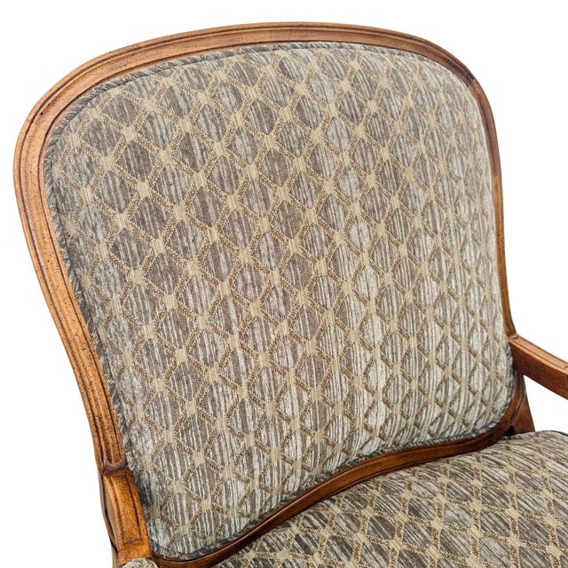 Late 20th Century French Provincial Bergère Chair and Matching Ottoman Set For Sale - Image 9 of 16