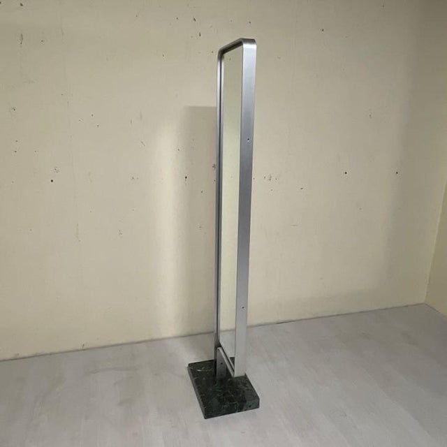 Mid-Century Modern Vintage Italian Floor Mirror in Aluminum and Green Marble, 1970s For Sale - Image 3 of 15