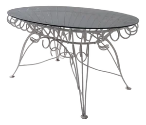 Vintage Italian Dining Table in White Iron and Glass, 1960