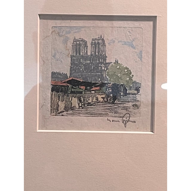 Original vintage color etching on silk or textured paper by renowned Austrian artist Hans Figura (1898–1978). Features a...