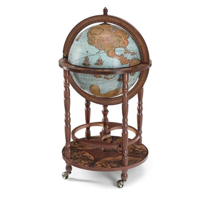 Wood Minerva Blue Ocean Globe Bar by Zoffoli Mappamondi For Sale - Image 7 of 7