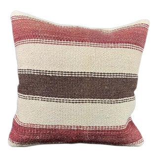 Turkish Hemp Pillow Cushion Natural Beige Red Pillow Cushion Cover 20"x20" For Sale