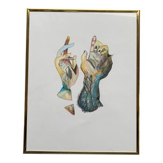 Realist Framed Original Drawing "Monster Hands" For Sale