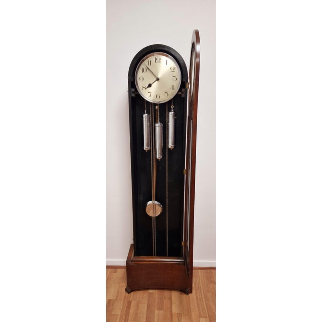 1940s Art Deco Clock with Long Case in Oak, 1940s For Sale - Image 5 of 13