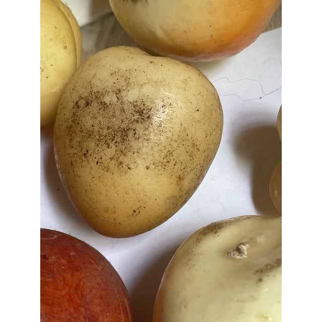 White Vintage Wax Fruit Grouping in an Anchor Hocking Panel Grape Milk Glass Bowl - 15 Piece Set For Sale - Image 8 of 12