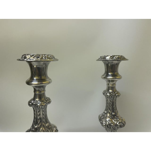 Vintage Gorham Baroque Revival Silver-Plated Candlesticks - A Pair For Sale - Image 10 of 14