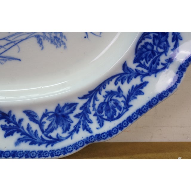 Antique Royal Cauldon Flow Blue Thanksgiving Turkey Meat Serving Platter 22" For Sale - Image 11 of 18