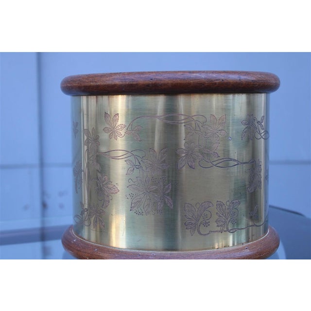 Brass and Wood Plant Basket, Italy, 1970s For Sale - Image 4 of 12