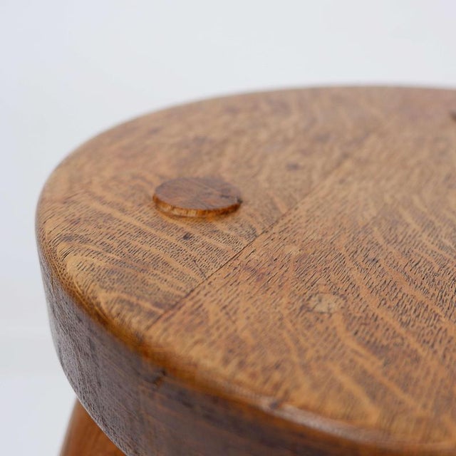Brutalist Rustic Oak Tripod Stool For Sale - Image 6 of 9