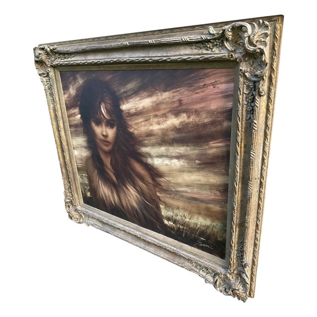 Wood Vintage Alfred Sussi’s Painting of a Woman. For Sale - Image 7 of 7