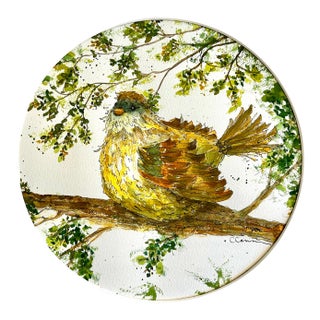 Watercolor Painting Poofy Bird Giclee Print For Sale