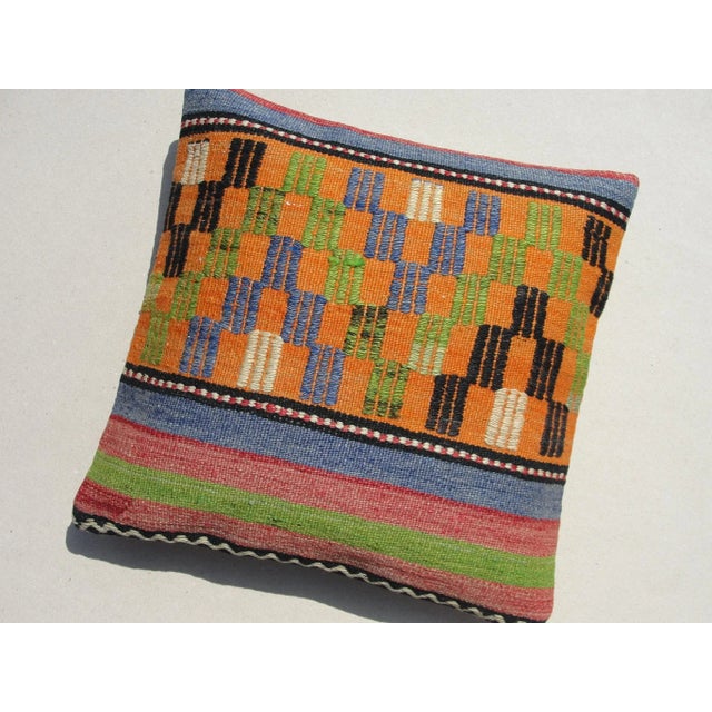 Kilim Rug Pillow Made from old turkish kilims Back side cotton and has closed with a solid hidden zipper size16" x 16" It...