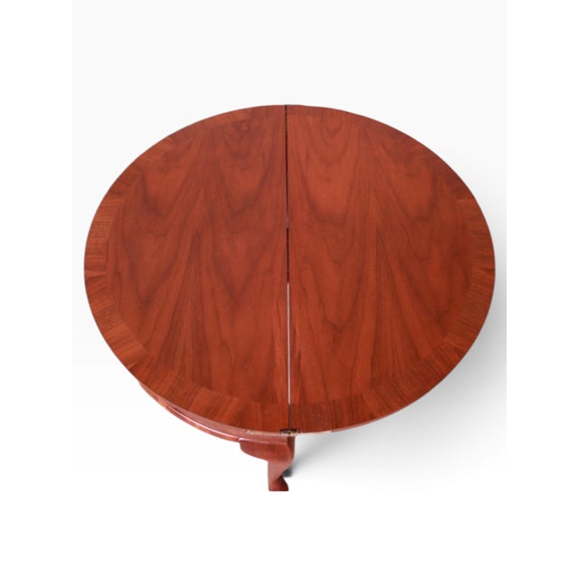Baker Furniture Company Baker Furniture Burled Walnut Queen Anne Flip Top Demilune Console Table For Sale - Image 4 of 11