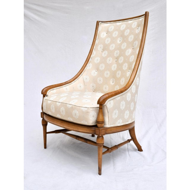 Wood Tall Curved Back Accent Lounge Chairs by Tomlinson, Pair For Sale - Image 7 of 9