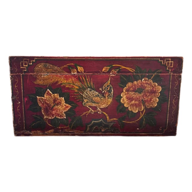 Antique Hand Painted Chinoiserie Box For Sale
