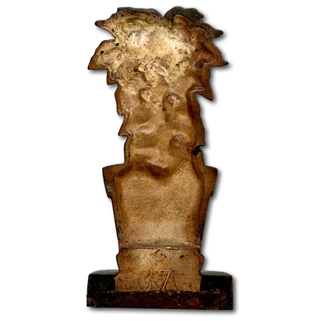 Rare & Hard to Find Antique American Poinsetta Flower Pot Cast Iron Doorstop - Circa 1920s For Sale - Image 10 of 12