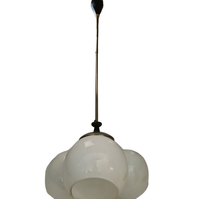 Silver Art Deco Glass Chandelier, Poland, 1970s For Sale - Image 8 of 11