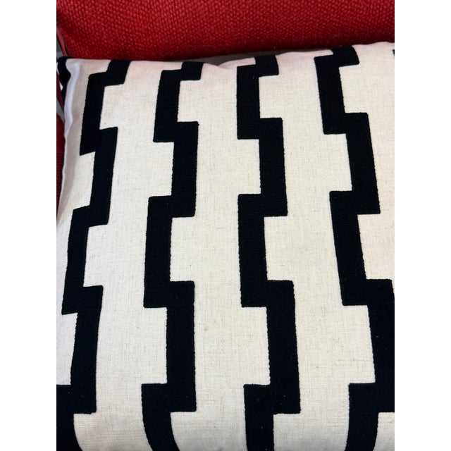 Contemporary Black and White Geometric Pillow With New Insert For Sale - Image 3 of 9