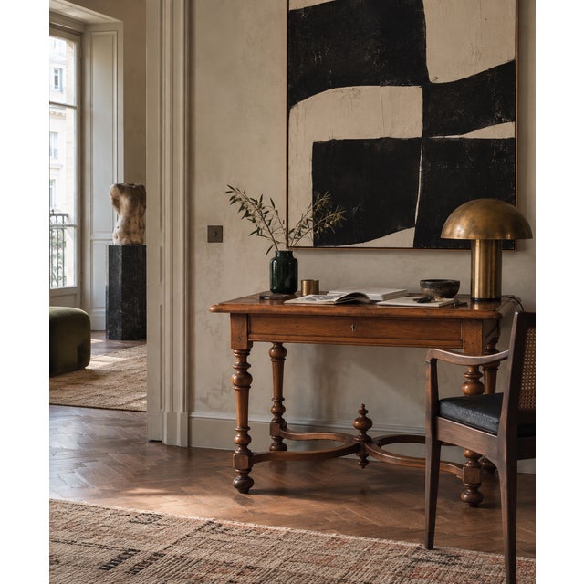 20th Century Louis XIII Style Walnut Writing Table With X-Form Stretcher For Sale - Image 11 of 11