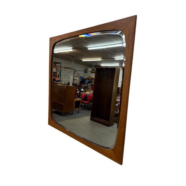 Mid-Century Modern Mid-Century Danish Modern Clark Eaton Teak Bevelled Wall Mirror For Sale - Image 3 of 8