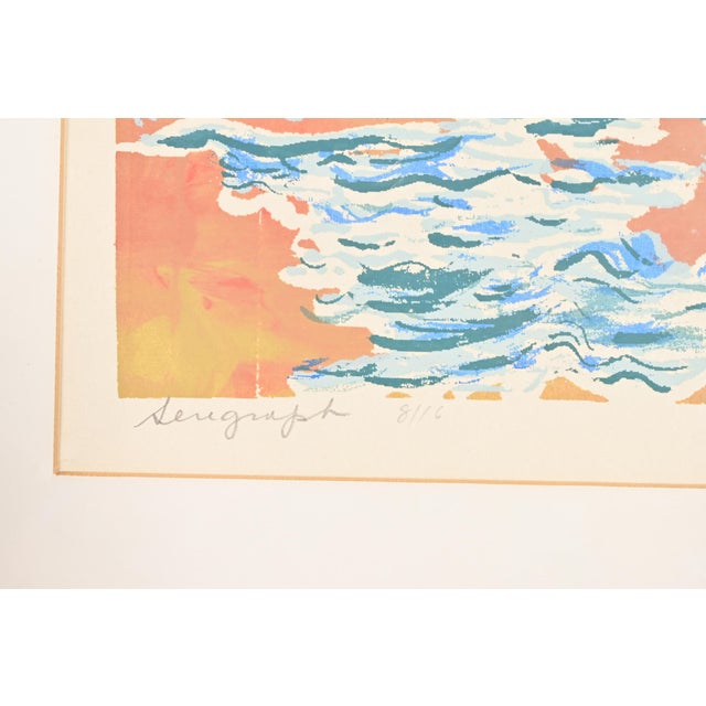 Printmaking Materials Dorothy J. Adams Original Signed "Frolicking Surf" Framed Serigraph For Sale - Image 7 of 10