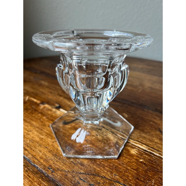 Royal Doulton Concord Crystal Candle holder for tapers or pillars 4” width, 3.5” depth and 4.4” height No chips nor cracks